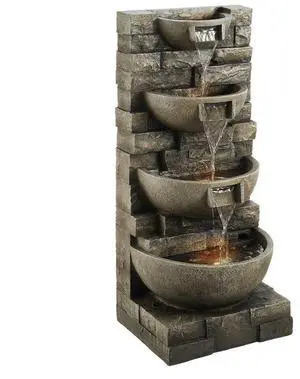 VEVOR Outdoor Water Fountain 4-Tier Yard Fountain 35.63 in Block Stack Style