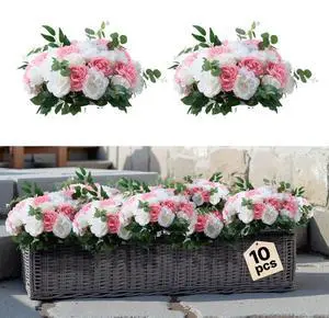 VEVOR Flower Balls for Wedding Centerpieces Fake Flower Arrangement Pink + White 10PCS
