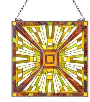 VEVOR Stained Glass Tiffany Style Hanging Window Panel with Chain 20 x 21 Inches
