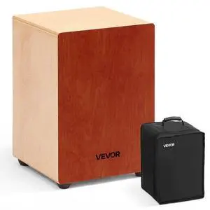 VEVOR Cajon Box Drum Birch Wood Percussion Instrument Guitar Strings with Travel Bag