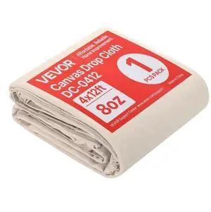 VEVOR Canvas Drop Cloth 4 x 12 ft All Purpose Painters Cotton Tarp for Painting