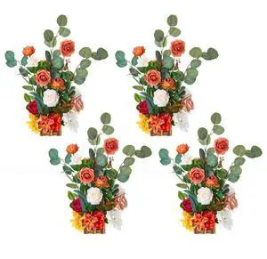 Freestanding Flower Arrangements for Wedding Orange Floral Centerpieces 4 Pcs