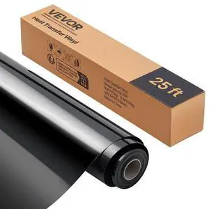 VEVOR Heat Transfer Vinyl HTV Iron on Vinyl Roll 12 in x 25 ft Glossy Black