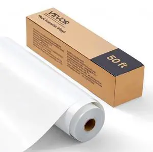 VEVOR Heat Transfer Vinyl HTV Iron on Vinyl Roll 12 in x 50 ft Glossy White