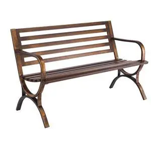 VEVOR Outdoor Bench Patio Bench 50 inch Metal Frame Slatted Backrest for Porch