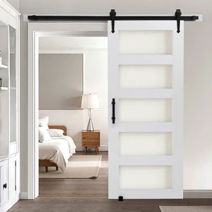 VEVOR Sliding Barn Door with Hardware Kit 32 x 84 inch MDF Panel Frosted Glass VEVOR Sliding Barn Door with Hardware Kit 32 x 84 inch MDF Panel Frosted Glass