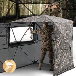 VEVOR Portable Hunting Blind See Through Ground Deer Blinds 4-5 Person Carrying Bag
