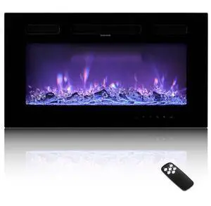 VEVOR 50 inch Electric Fireplace Wall Mounted Recessed with Remote Control 1500W