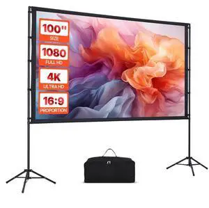 VEVOR Tripod Projector Screen with 2 Stands 100 Inch 160° Wide Angle 4K HD 16:9