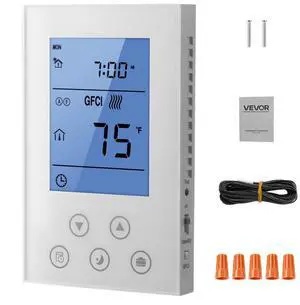 VEVOR 7 Day Programmable Thermostat for Underfloor Heating Heat Pump White