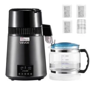 VEVOR 4L Water Distiller Home Countertop Purifier Machine 1750W Stainless Steel Glass