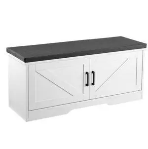 Shoe Bench 39.4x14x18.1 Inch Shoe Rack with Seat Cushion & Adjustable Shelf