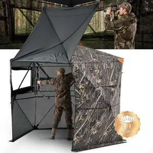 VEVOR Portable Hunting Blind See Through Ground Deer Blinds 6-7 Person Carrying Bag