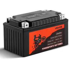 VEVOR Motorcycle Battery 12V 6Ah YTX12-BS High Performance Powersports Battery