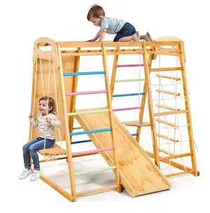 VEVOR Indoor Playground Jungle Gym 9-in-1 Montessori Climbing Toys for Toddlers