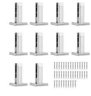 VEVOR Glass Clamp, 10 PCS Square Glass Railing Bracket for 0.31 "-0.47 " Tempered Glass, 304 Stainless Steel Glass Mounting Clamp, 0.12 Thick Glass Shelf Bracket for Balcony, Garden, Stair, Silver