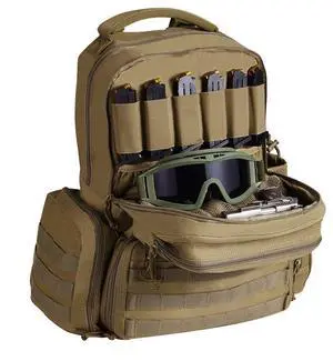 VEVOR Tactical Range Backpack for 6 Pistols Gun Backpack Brown,Range Bag for Handguns Gun Case Bag with Lockable Zipper for Shooting Range Outdoor Hunting