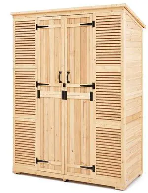 Outdoor Wooden Storage Shed Waterproof Garden Tool Shed with Lock 58x78 inch