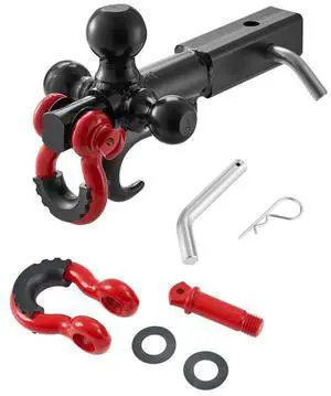 Trailer Hitch 2" Receiver 1-7/8" & 2" & 2-5/16" Tri-Ball Hitch Hook Dring
