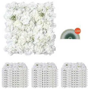 3D Flower Wall Panel 24 PCS 15 x 15 in Artificial Floral Background for Wedding