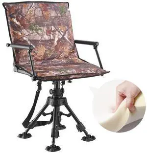 Hunting Chair 360° Swivel Folding Chair Seat Cover Armrest Adjustable Legs