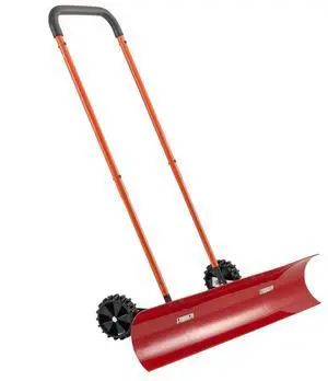 Snow Pusher Shovel with Wheels 37.8 in Plastic Winter Snow Plow for Driveway