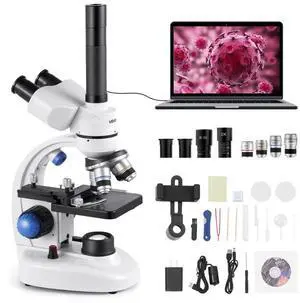 VEVOR Professional Trinocular Compound Microscope Kit 40-5000X Magnification