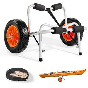 Kayak Cart 250 lbs Foldable Canoe Carrier with 10-inch Solid Rubber Tires