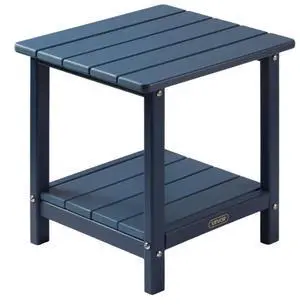 VEVOR Outdoor Side Table 2-Tier HDPE Outside End Table for Indoor Backyard Blue