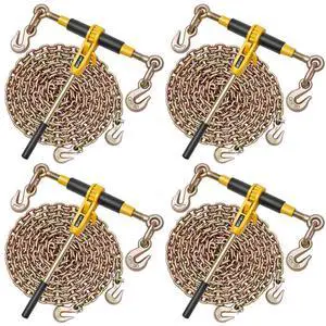 VEVOR Ratchet Chain Binder 5/16 in x 14 ft G80 Chains Load Binder for Towing