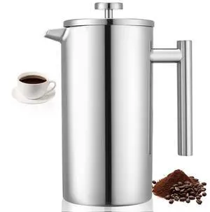 French Press Coffee Maker 51 oz Stainless Steel French Coffee Press Silver