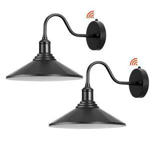 2 Pack Outdoor Barn Light 11.5 in Dusk to Dawn Gooseneck Wall Sconce Black