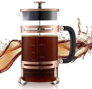 French Press Coffee Maker 34 oz Borosilicate Glass Coffee Tea Press Copper