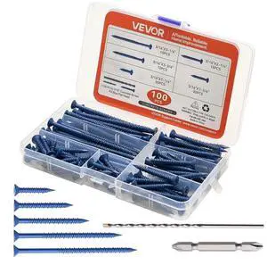 VEVOR Concrete Screws Masonry Screws 3/16 inch 100 PCS 5 Lengths Phillips Head