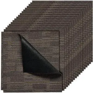 Carpet Tiles Reusable 24x24 inch 24 PCS Modular Rug Soft Padded Gray Brown