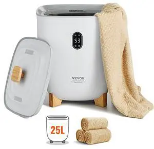 VEVOR Towel Warmer 25L, Towel Warmer Bucket with 2 Heating Modes, 20/40/60/90 Min Auto Shut Off, Bottom Heating Column, LED Display, Large Towel Warmer for Bathroom, Spa, Bathrobe, Blanket, PJ's, Gray