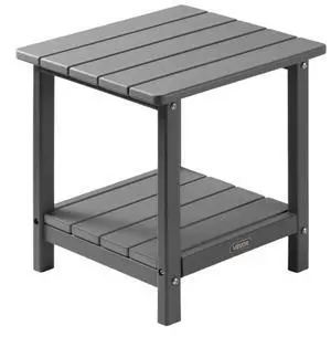 VEVOR Outdoor Side Table 2-Tier HDPE Outside End Table for Indoor Backyard Grey