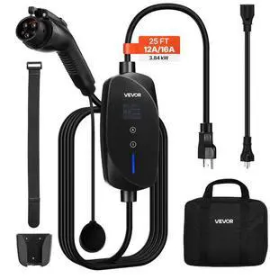 Level 1&2 EV Charger Portable Charger 16A Adjustable Current 120V 240V with LCD