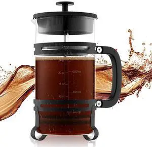 French Press Coffee Maker 34 oz Borosilicate Glass Coffee Tea Press Silver