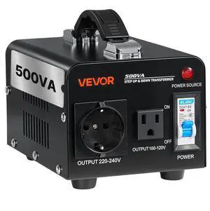 VEVOR Voltage Converter Transformer 500VA Step Up/Down 110V to 220V/220V to 110V
