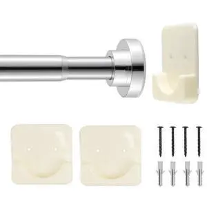 VEVOR Shower Curtain Rod Adjustable Tension Rod 28-76 in Stainless Steel Silver