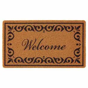 VEVOR Door Mat Faux Coir Welcome Doormat for Outdoor Entrance Non-Slip Backing