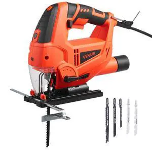 VEVOR Jig Saw Electric Jigsaw 6.5 Amp 3000 SPM Blade Speed with 6 pcs Blades LED
