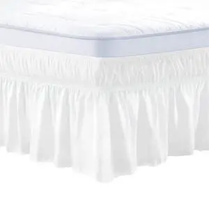 VEVOR Wrap Around Bed Skirt Dust Ruffle Queen Size 15 in Drop Adjustable Elastic