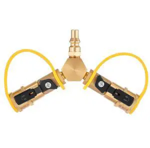VEVOR 1/4-Inch RV Propane Quick Connect Y Splitter Adapter with Shutoff Valve