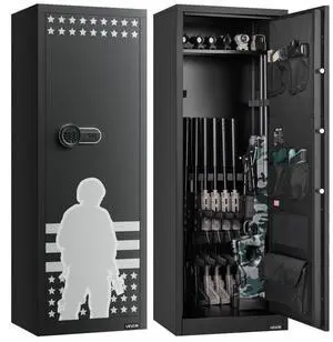 VEVOR 10-12 Gun Safe Long Gun Cabinet for Rifles & Pistols Key & Password Lock