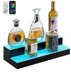 VEVOR LED Lighted Liquor Bottle Display 2 Tiers 20 Inches for 10 Bottles