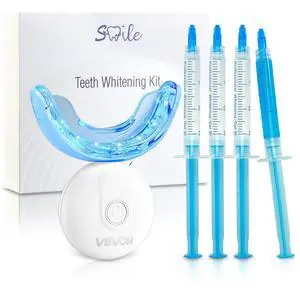 VEVOR Teeth Whitening Kit with LED Light Whitening Gel Syringe and U-Shaped Tray