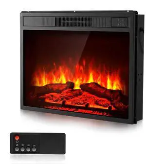 VEVOR 23in Electric Fireplace Insert Wall Recessed Heater Remote 5000BTU Black