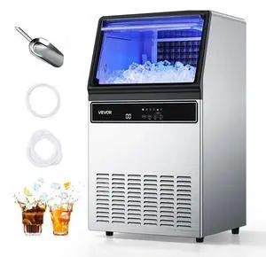 Commercial Ice Maker 130Lbs/24H Ice Machine 33Lbs Storage Bar Restaurant